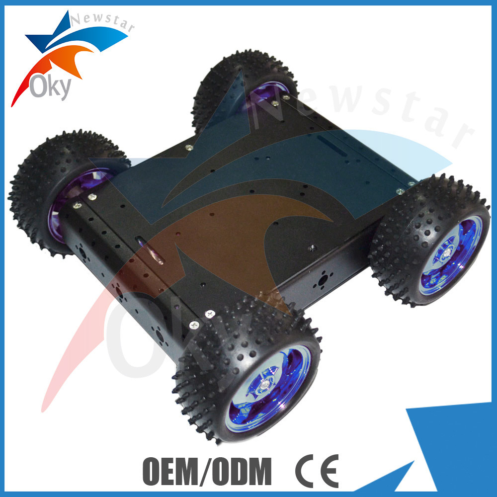 RC Mobil Diy Robot Kit 4WD Drive Aluminium Listrik Platform Robot Mobil Pintar